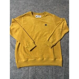 Dutch Bros Sweater Mens Large Yellow Crew Neck Sweatshirt Cotton Fleece Coffee
